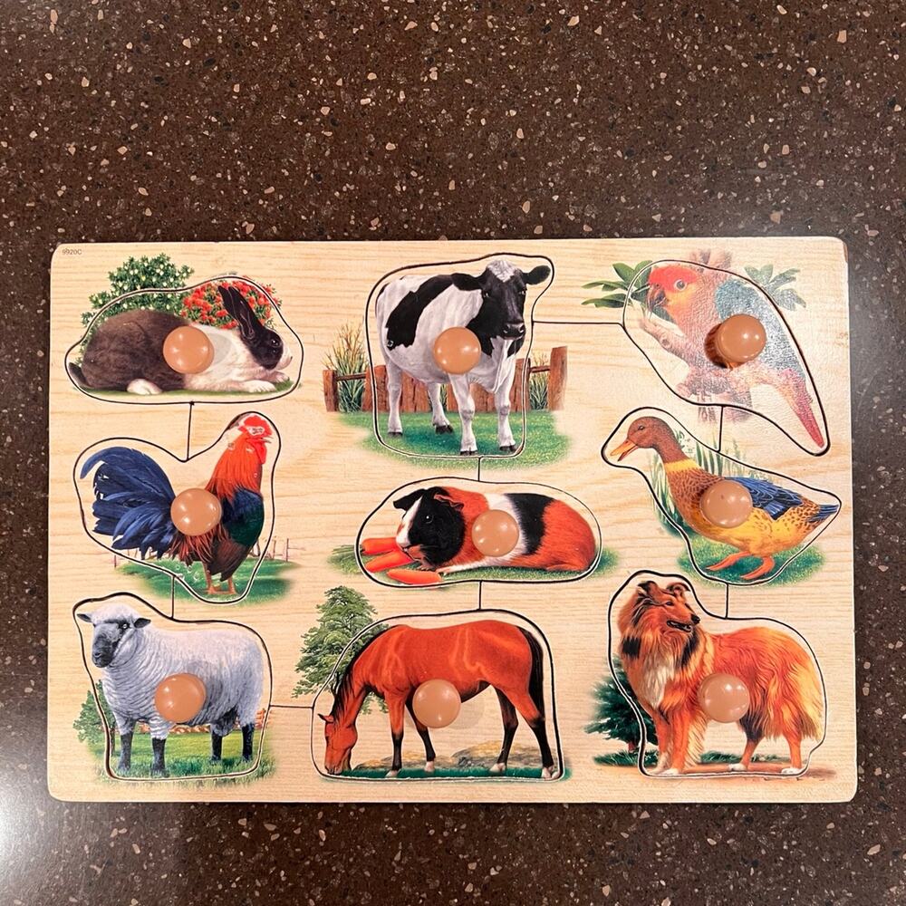 Wooden Farm puzzle preschool age 2-5 kids puzzle vintage